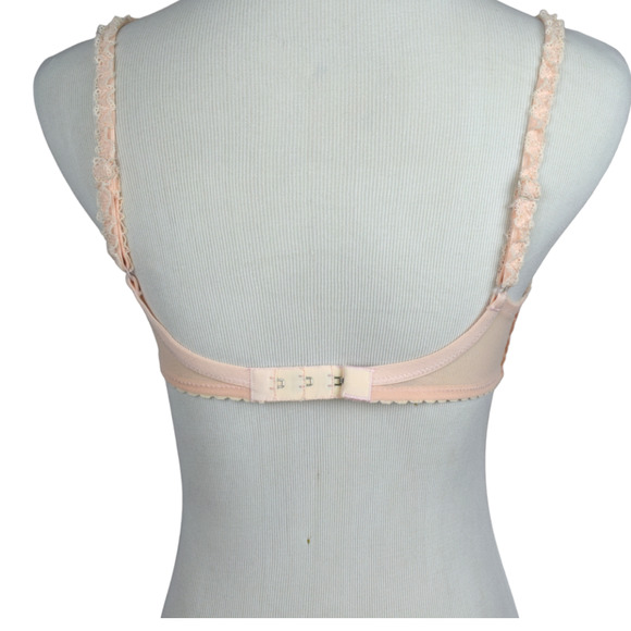 Vintage 1980s Prima Boutique Peach sheer lace unlined bra 34A - Picture 3 of 8